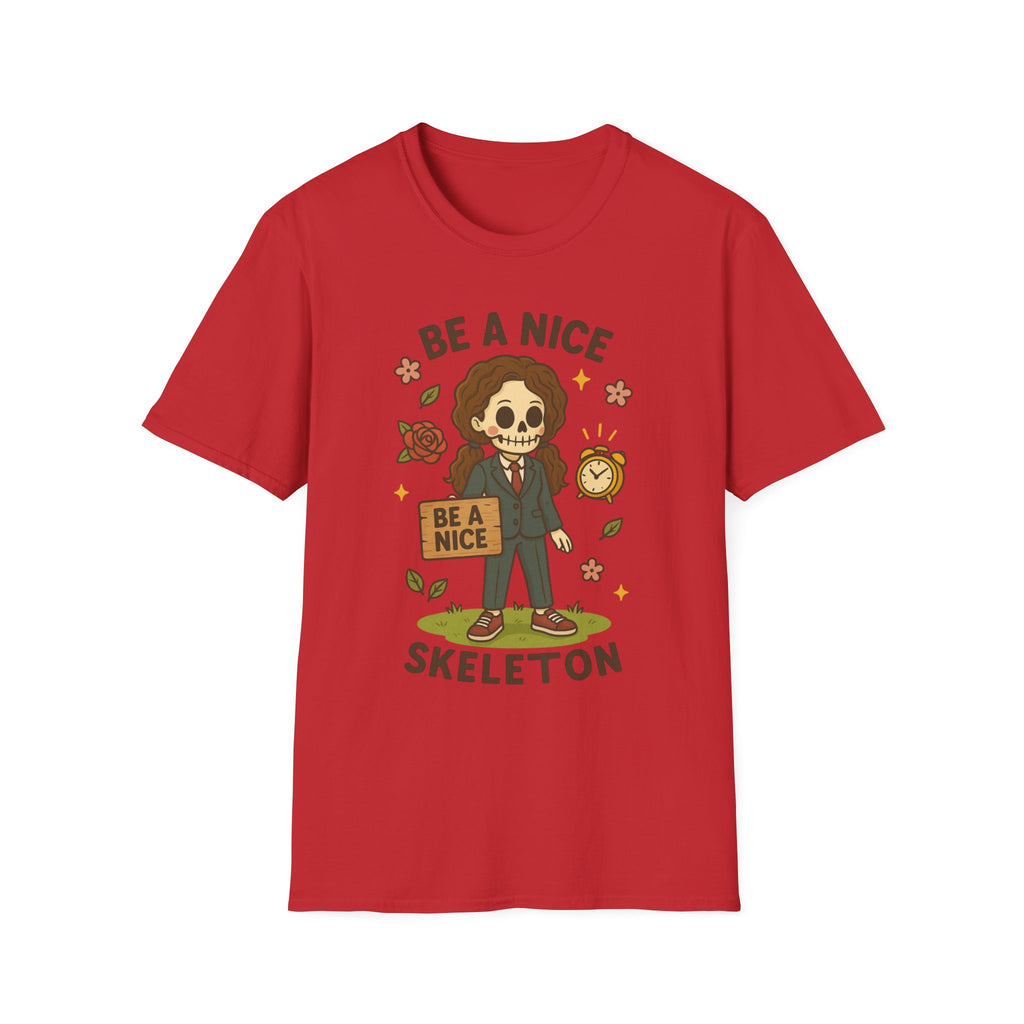 Be a Nice Skeleton T-Shirt | Cute Skeleton Illustration, Fall Floral Design