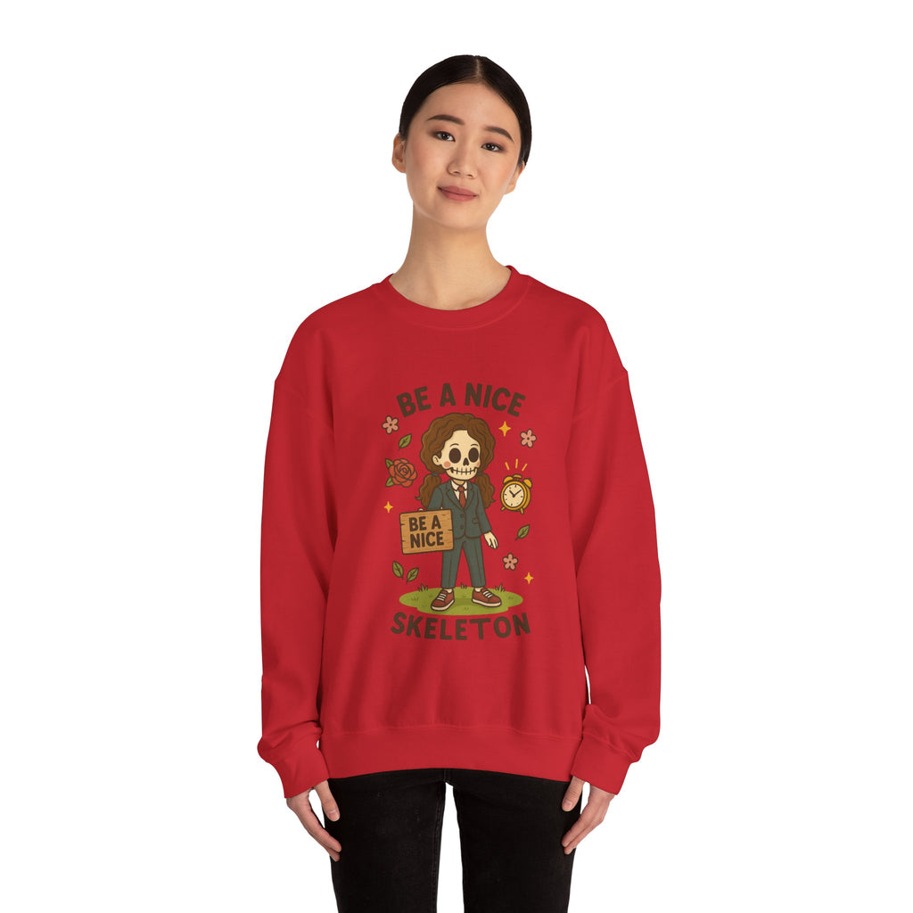 #Be A Nice Skeleton crewneck sweatshirt | cute skeleton illustration, fall floral