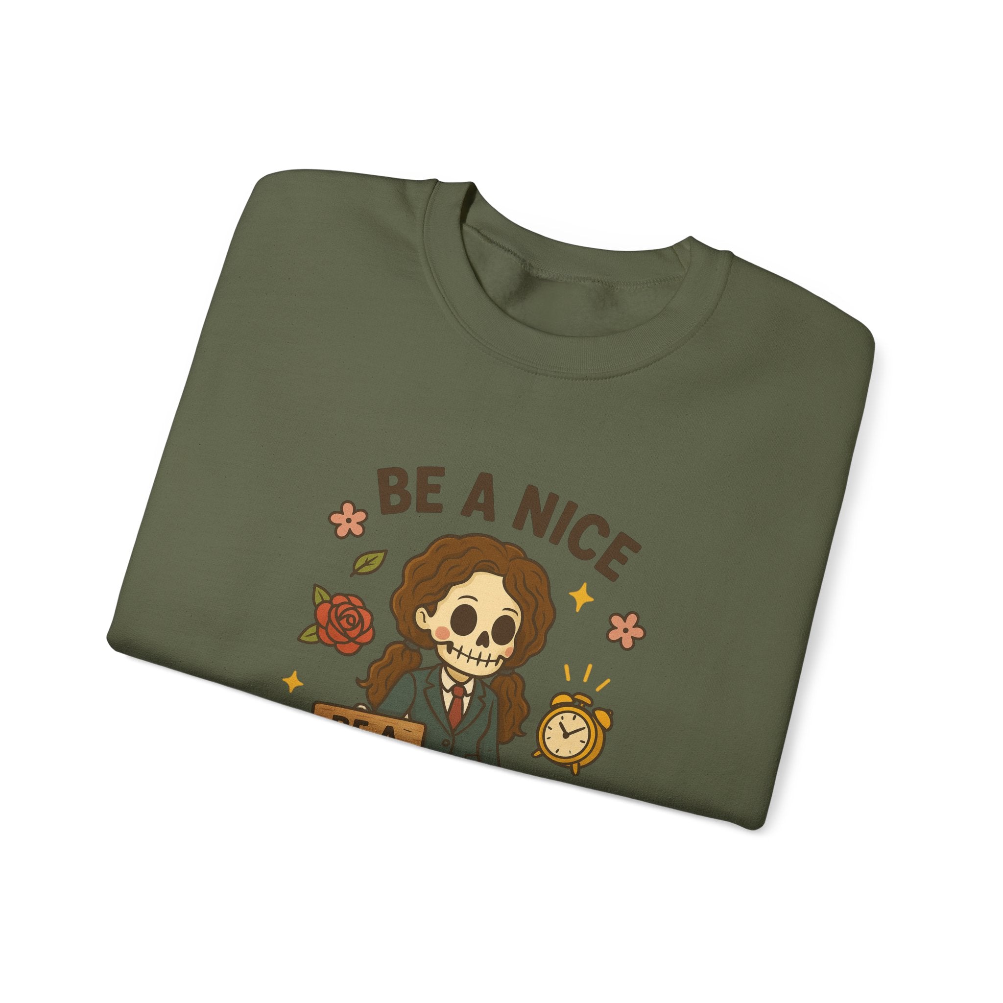 #Be A Nice Skeleton crewneck sweatshirt | cute skeleton illustration, fall floral