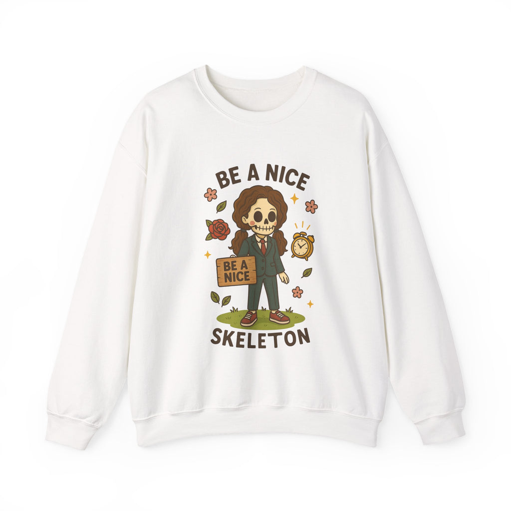 #Be A Nice Skeleton crewneck sweatshirt | cute skeleton illustration, fall floral
