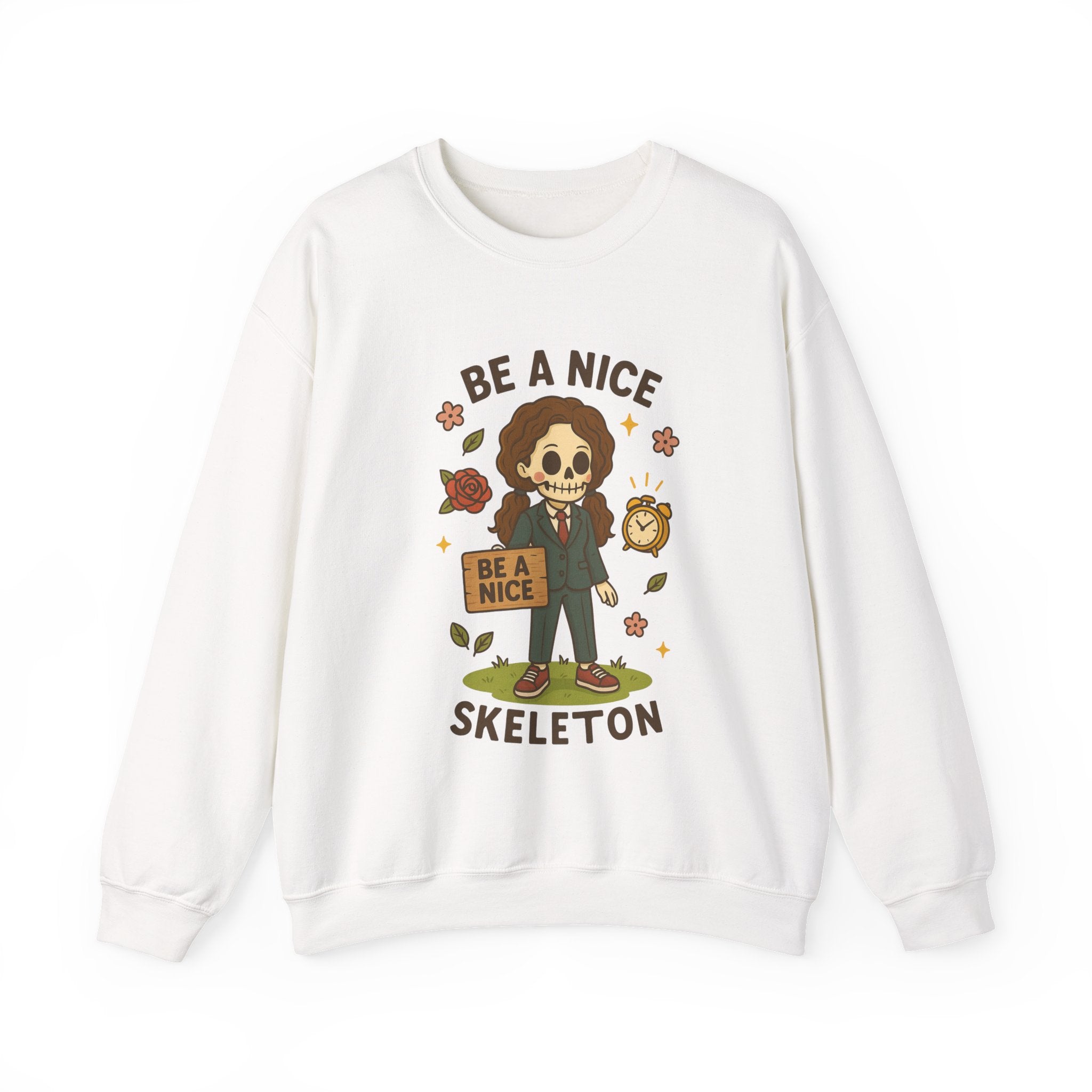 #Be A Nice Skeleton crewneck sweatshirt | cute skeleton illustration, fall floral