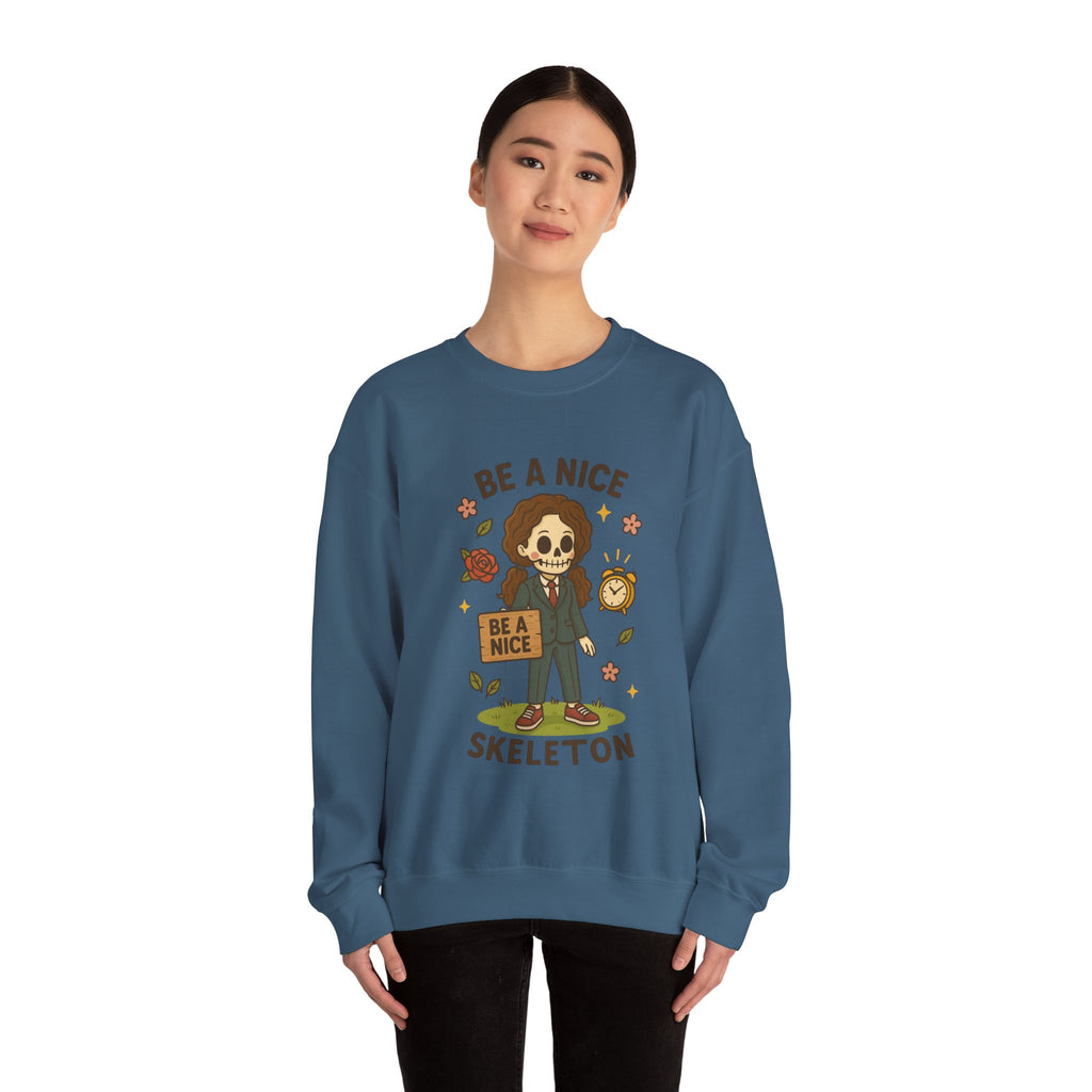 #Be A Nice Skeleton crewneck sweatshirt | cute skeleton illustration, fall floral