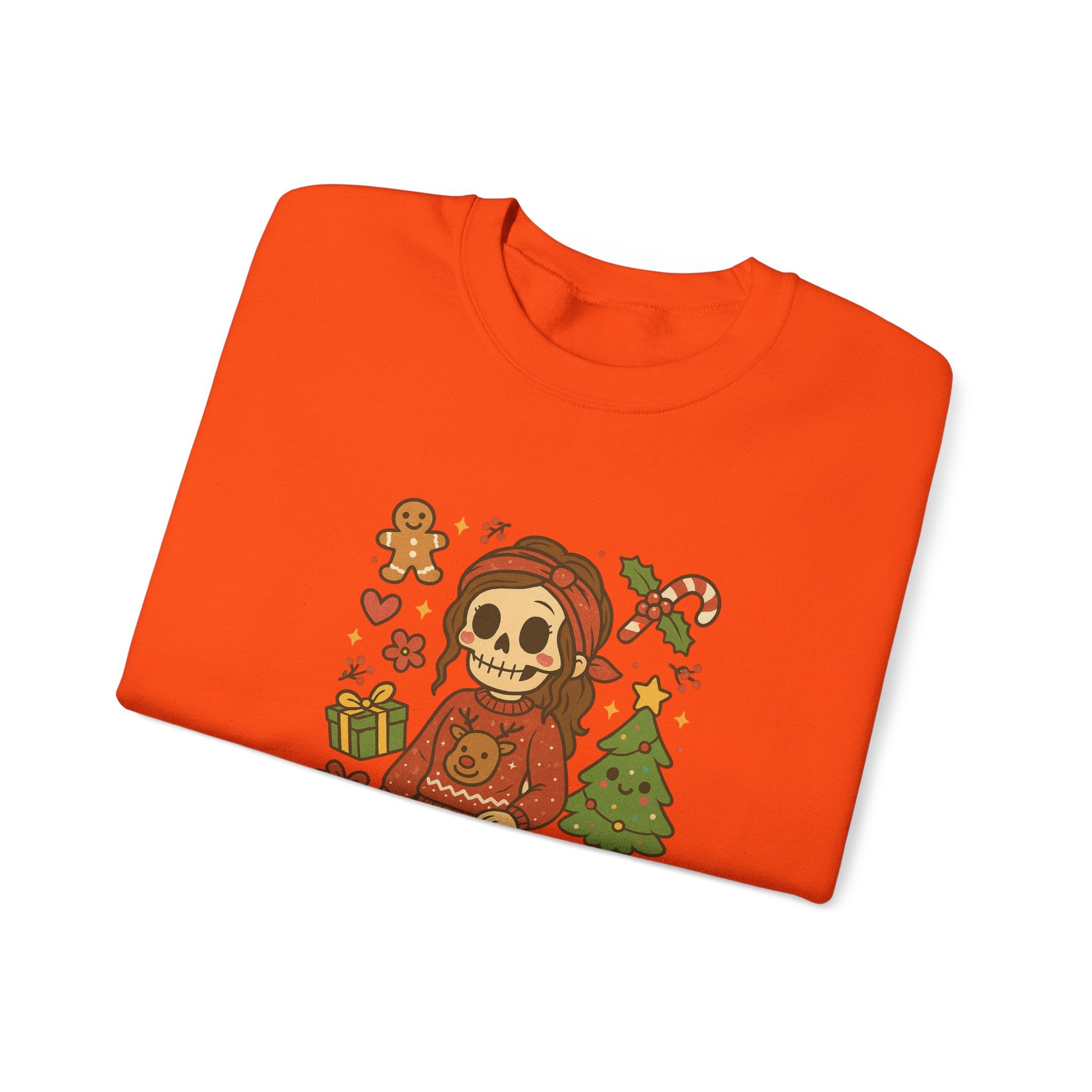 #Christmas Skeleton Girl Sweatshirt — Cute Holiday Gothic Crewneck