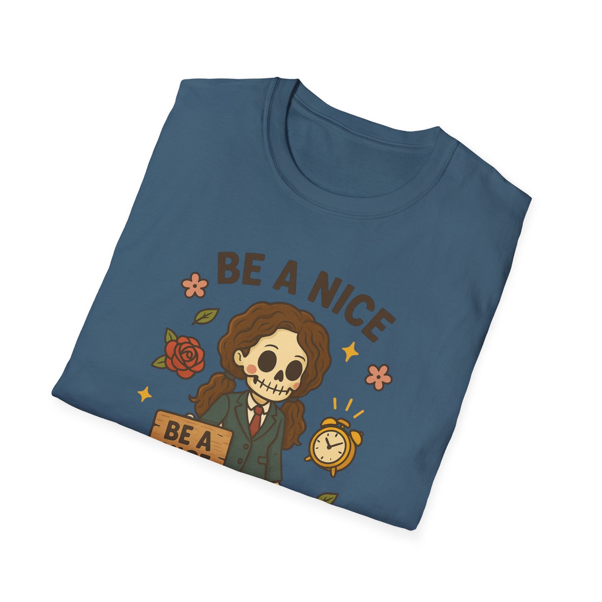 Be a Nice Skeleton T-Shirt | Cute Skeleton Illustration, Fall Floral Design