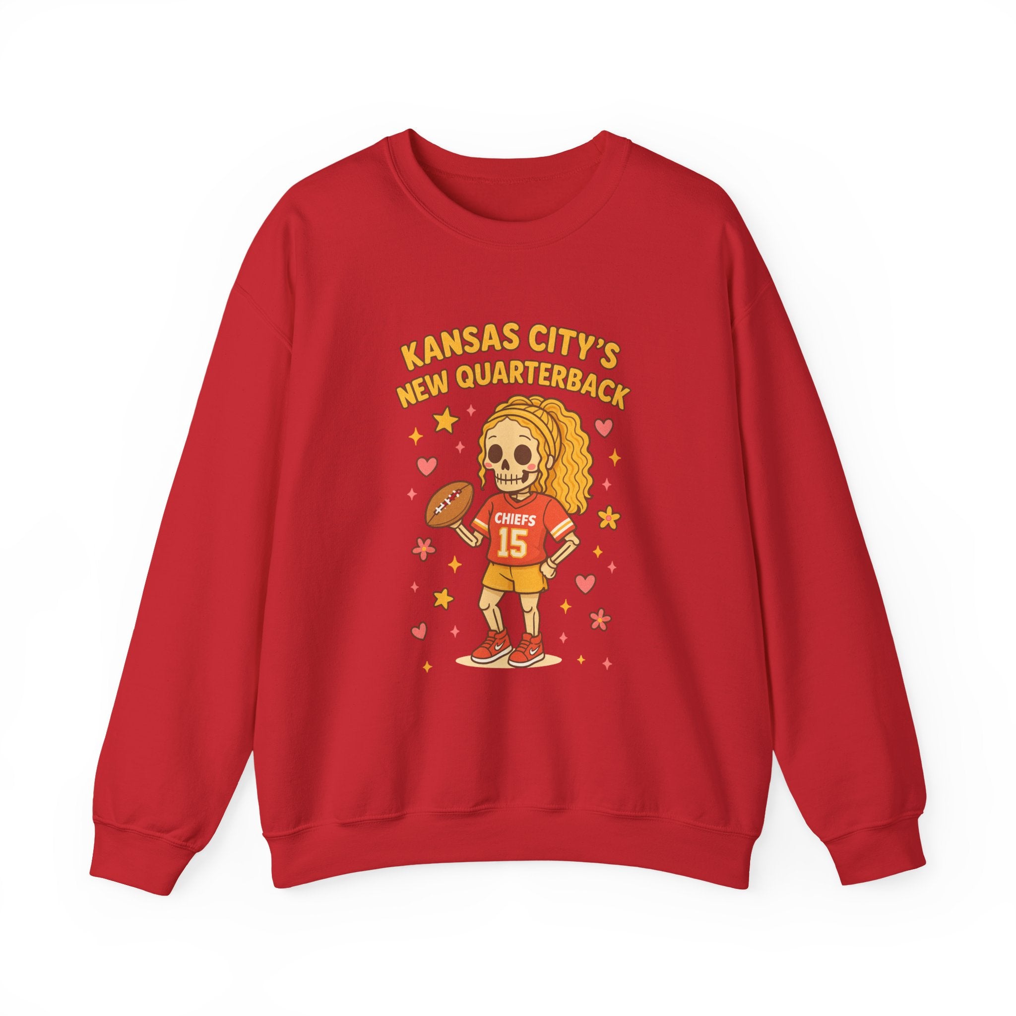 “Kansas City’s New Quarterback” Cute Skeleton Football Design (Chiefs #15) Sweatshirt