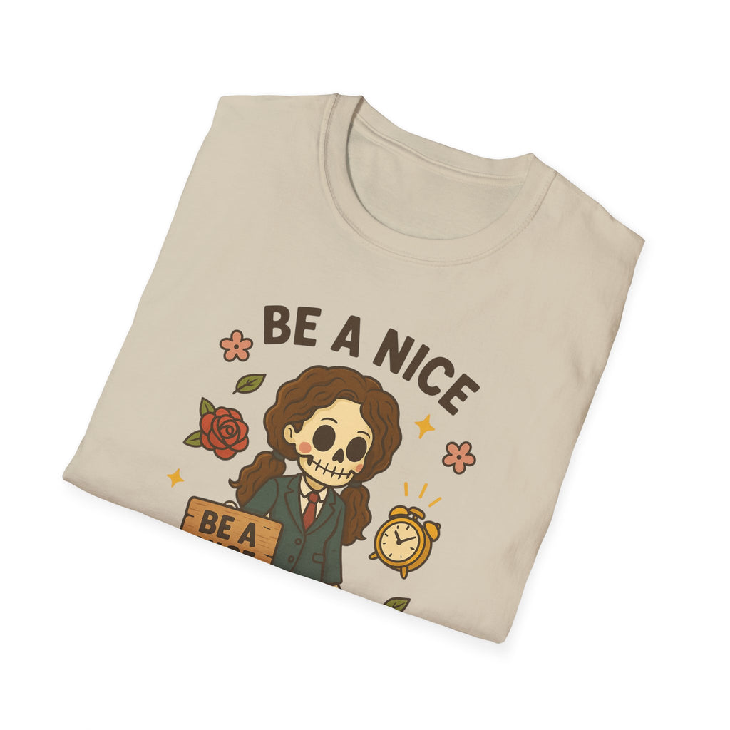 Be a Nice Skeleton T-Shirt | Cute Skeleton Illustration, Fall Floral Design