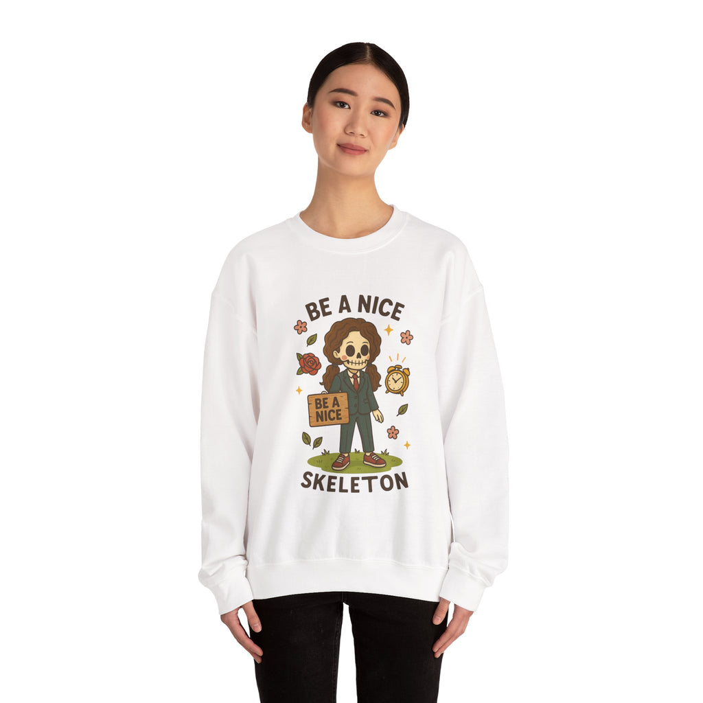 #Be A Nice Skeleton crewneck sweatshirt | cute skeleton illustration, fall floral