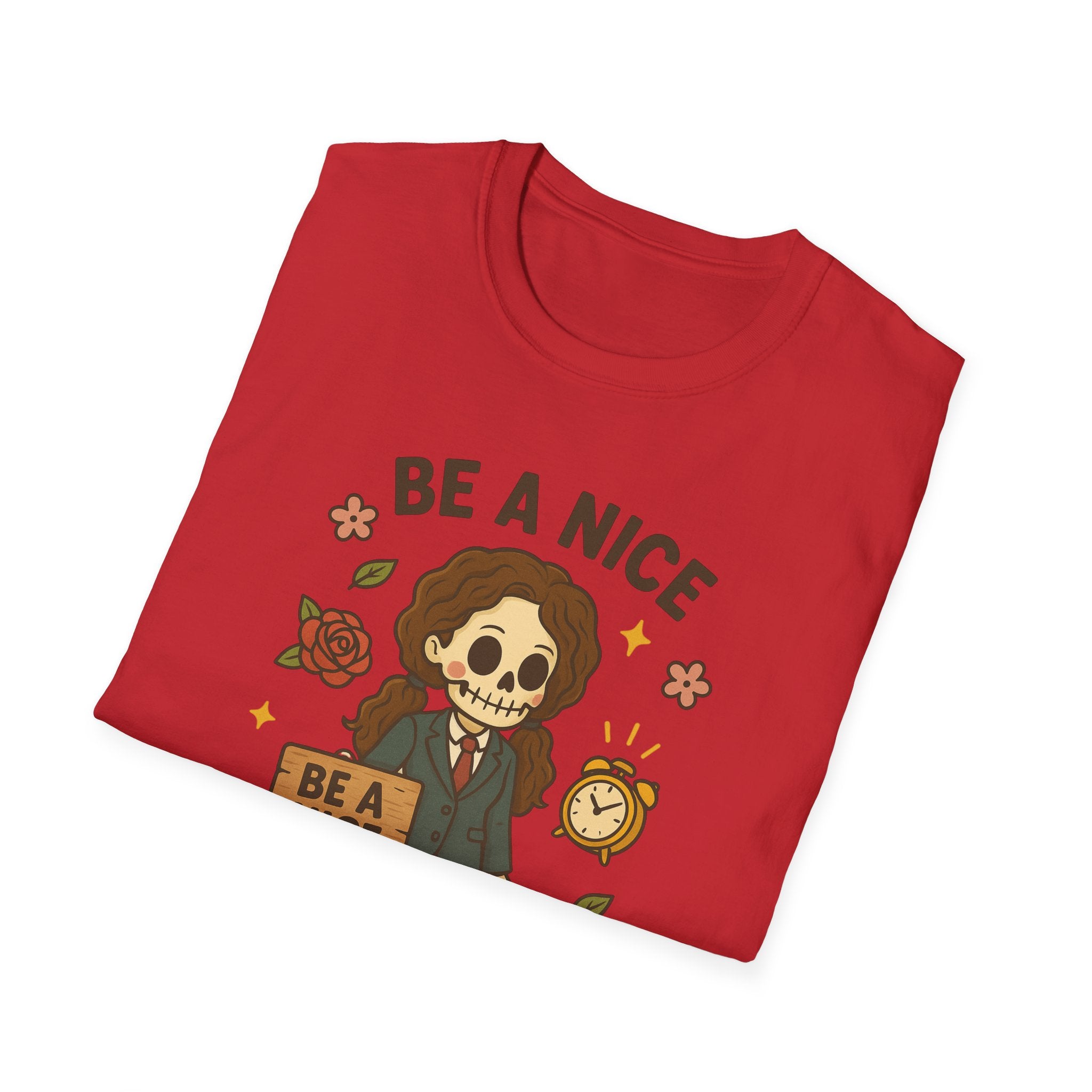 Be a Nice Skeleton T-Shirt | Cute Skeleton Illustration, Fall Floral Design