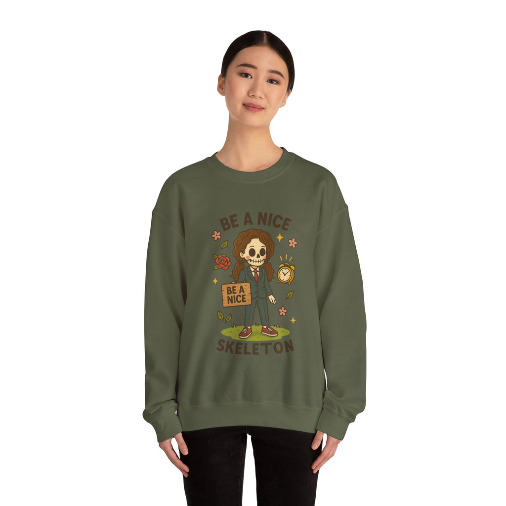 #Be A Nice Skeleton crewneck sweatshirt | cute skeleton illustration, fall floral