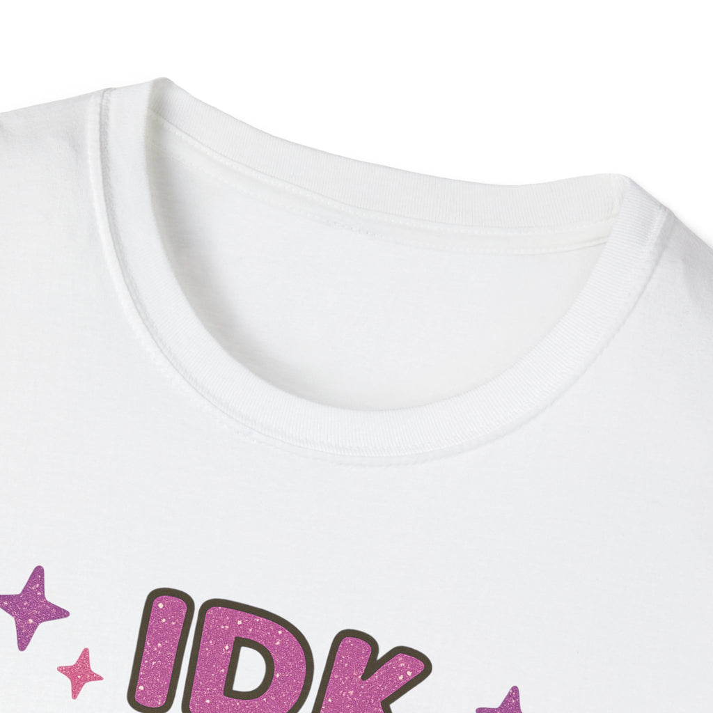 IDK Skulal Girl T-Shirt | Cute Skeleton Character, Pastel Clouds & Stars