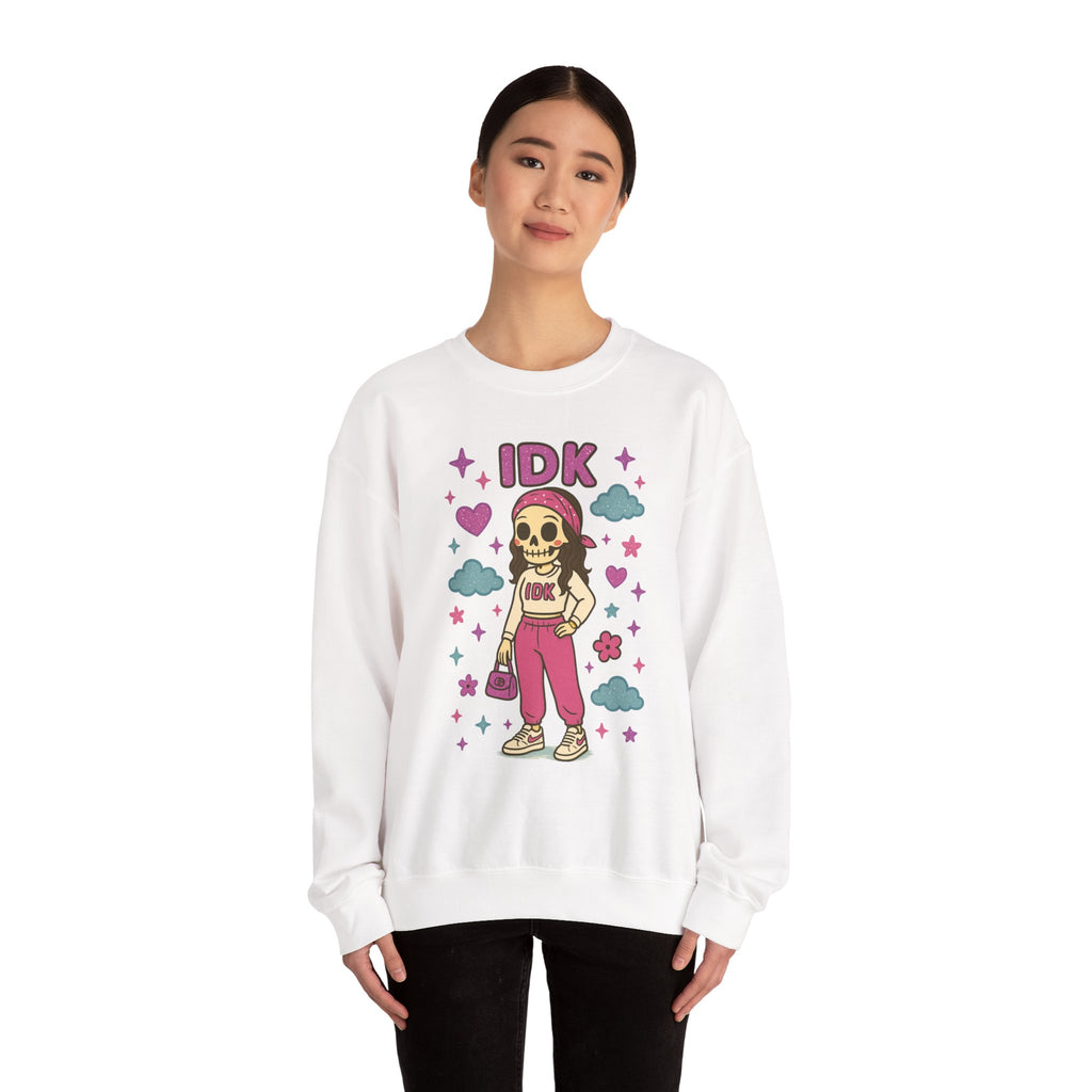 #IDK Skeleton Girl sweatshirt | Cute Skull Graphic Crewneck