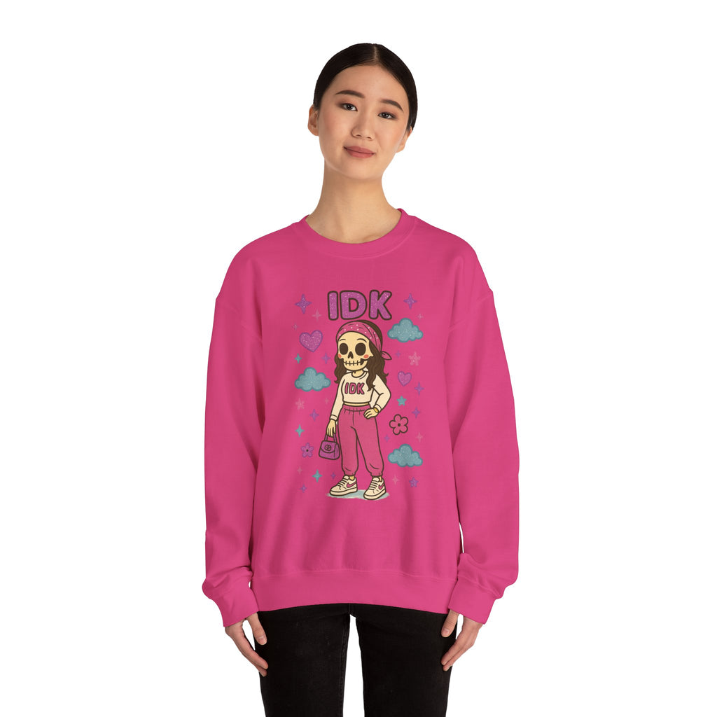 #IDK Skeleton Girl sweatshirt | Cute Skull Graphic Crewneck