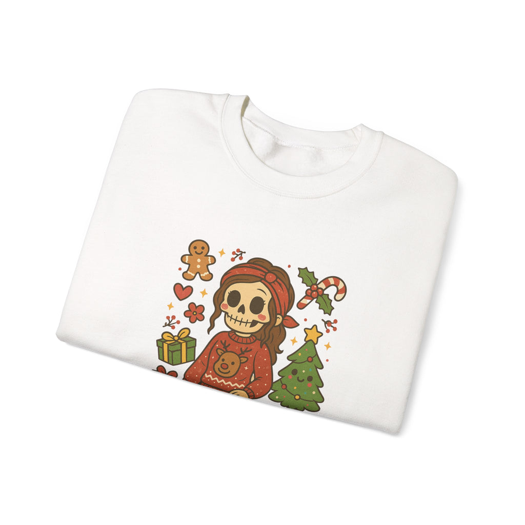 #Christmas Skeleton Girl Sweatshirt — Cute Holiday Gothic Crewneck