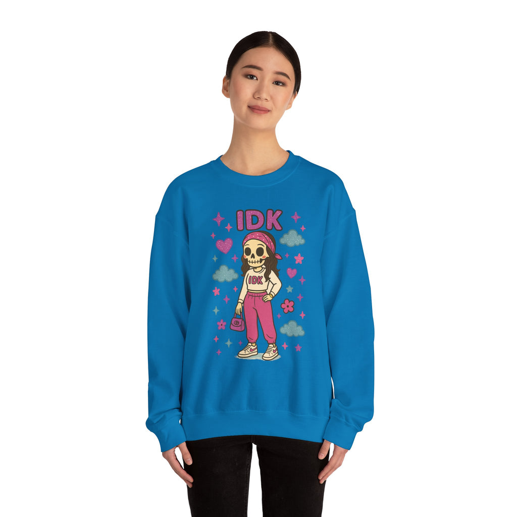 #IDK Skeleton Girl sweatshirt | Cute Skull Graphic Crewneck