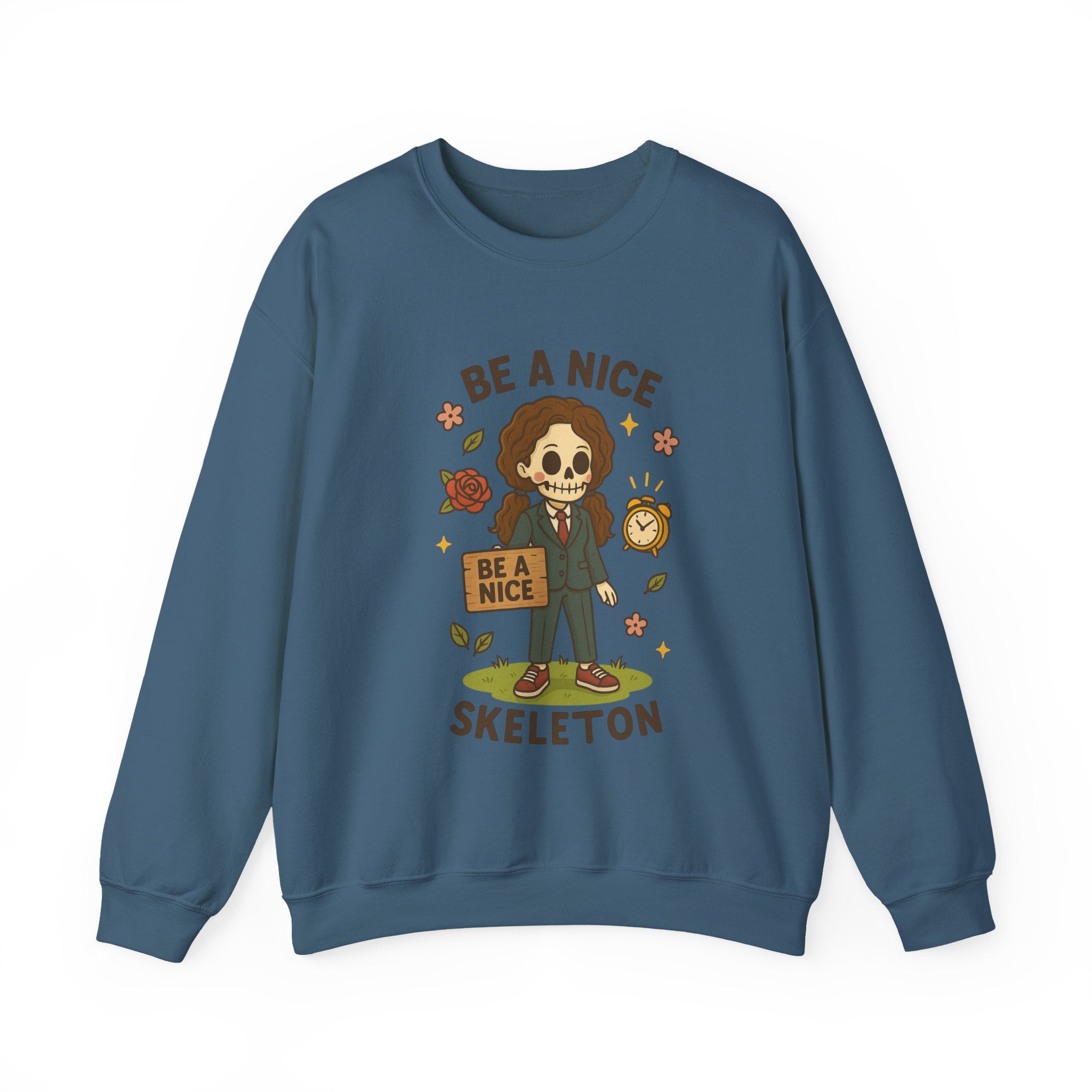 #Be A Nice Skeleton crewneck sweatshirt | cute skeleton illustration, fall floral