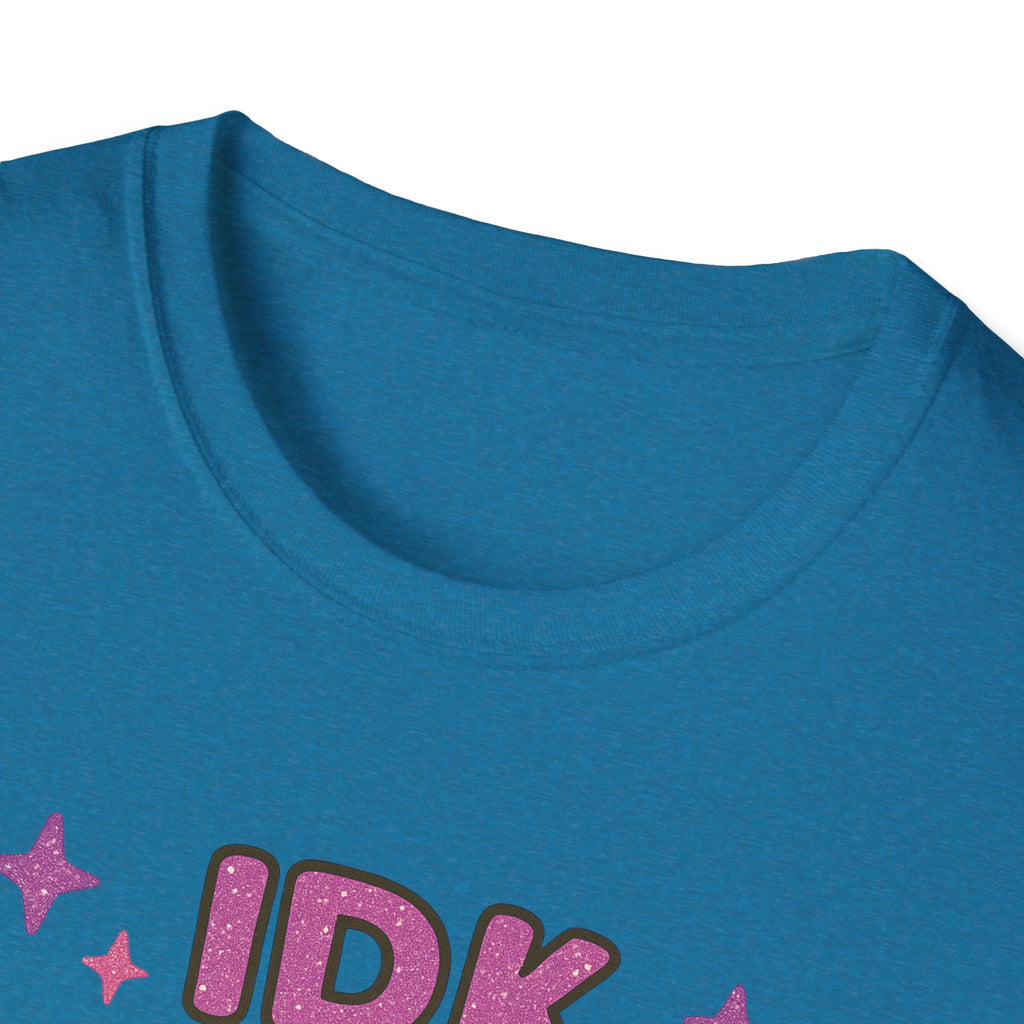 IDK Skulal Girl T-Shirt | Cute Skeleton Character, Pastel Clouds & Stars
