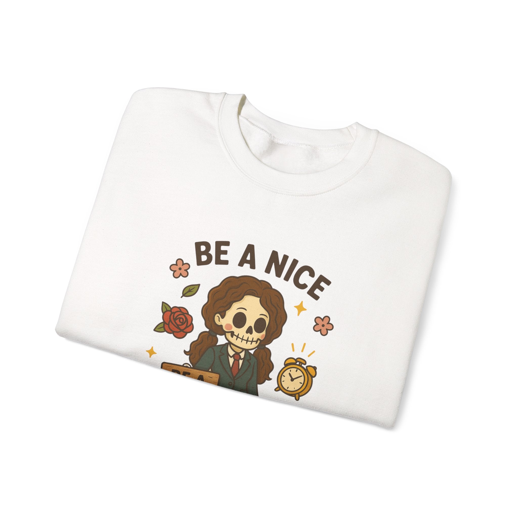 #Be A Nice Skeleton crewneck sweatshirt | cute skeleton illustration, fall floral