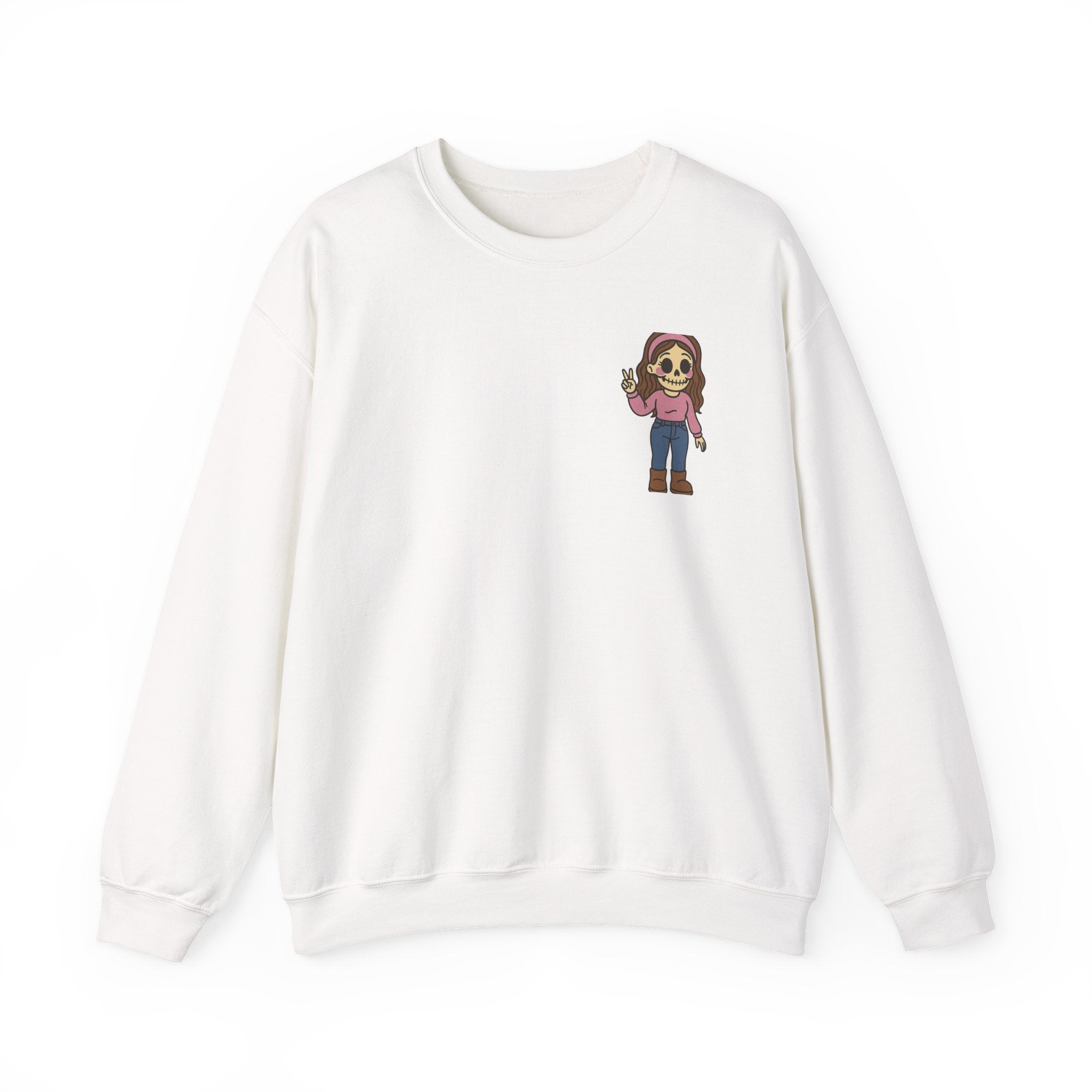 Skeleton Girl Crewneck Sweatshirt – Cute Gothic Skull Graphic