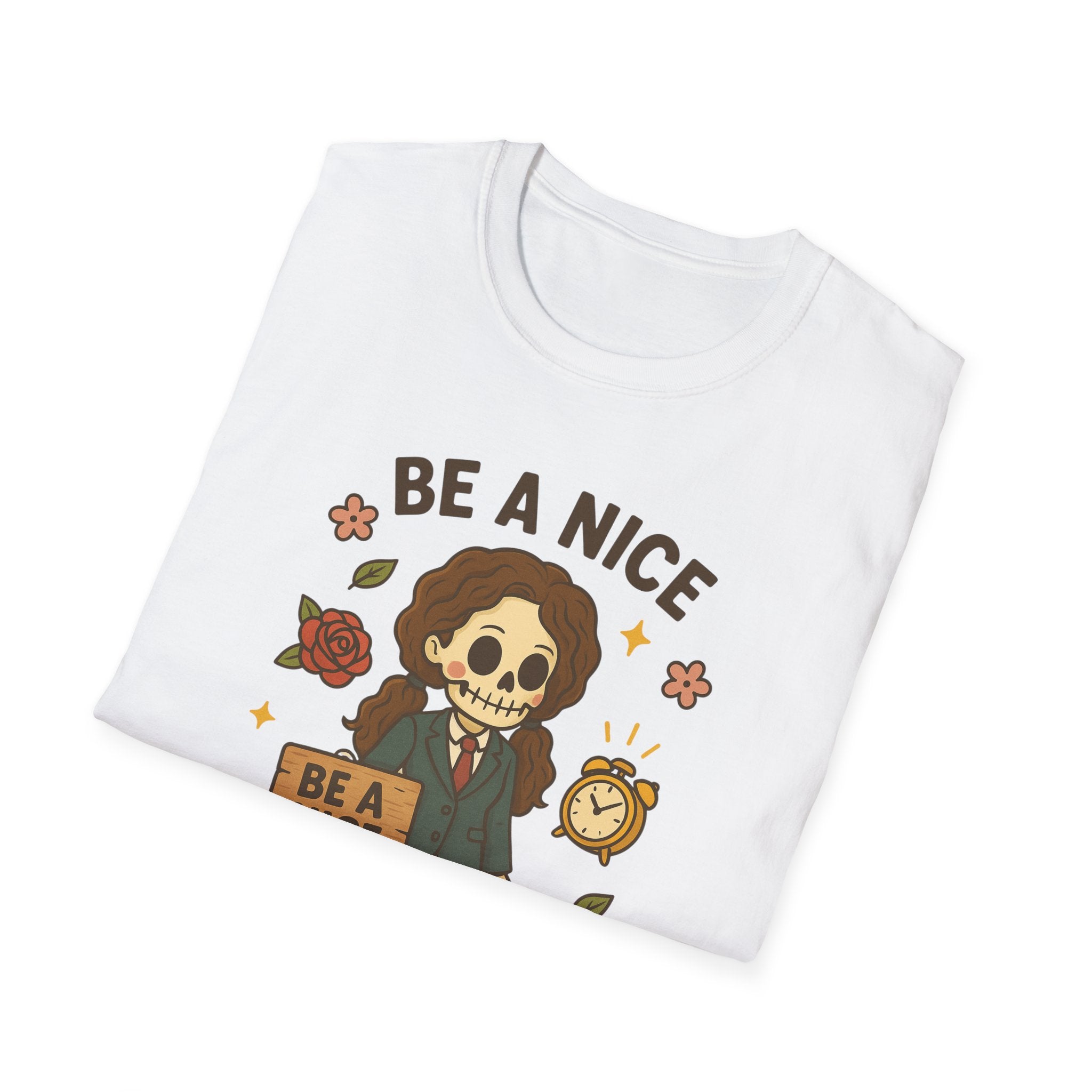 Be a Nice Skeleton T-Shirt | Cute Skeleton Illustration, Fall Floral Design