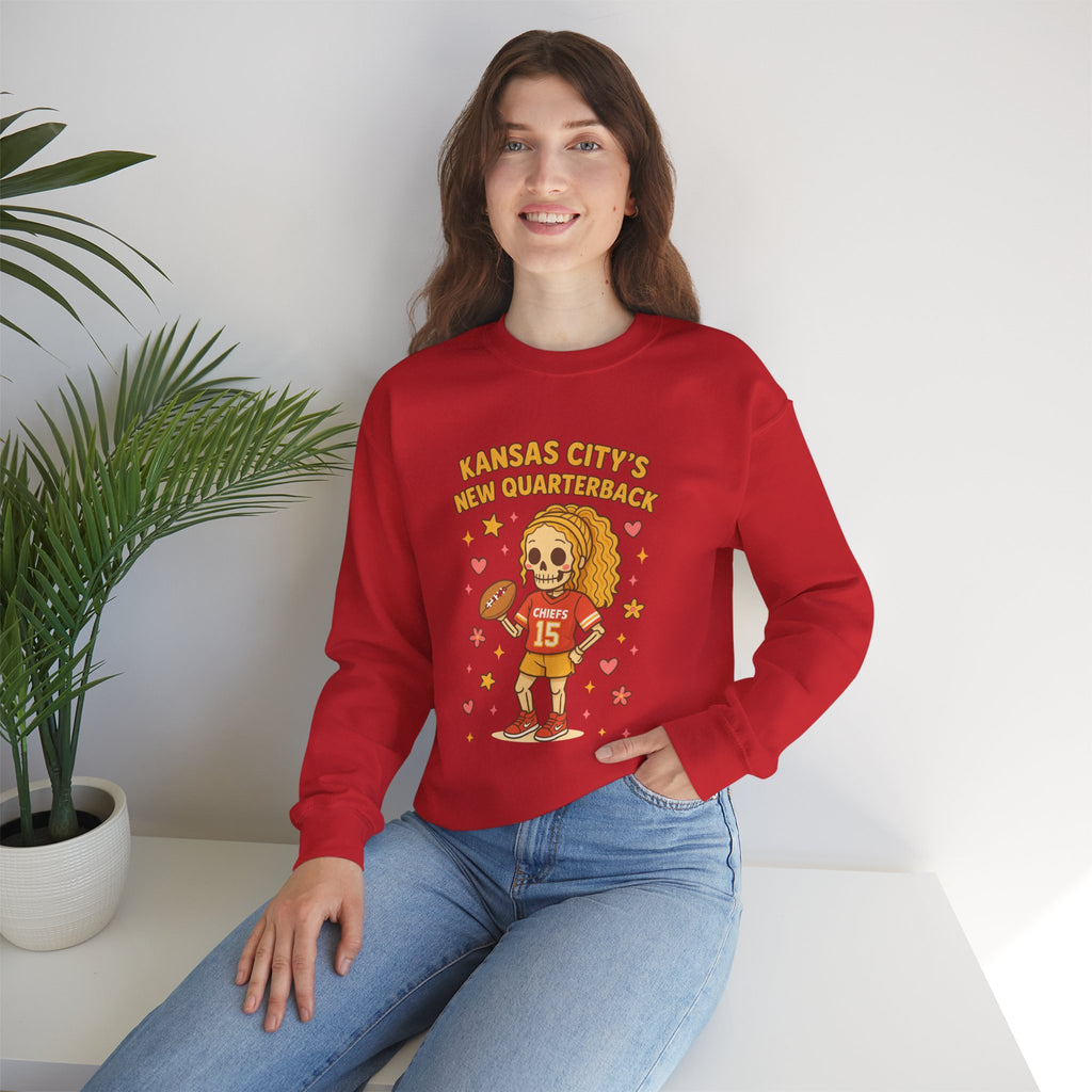 “Kansas City’s New Quarterback” Cute Skeleton Football Design (Chiefs #15) Sweatshirt