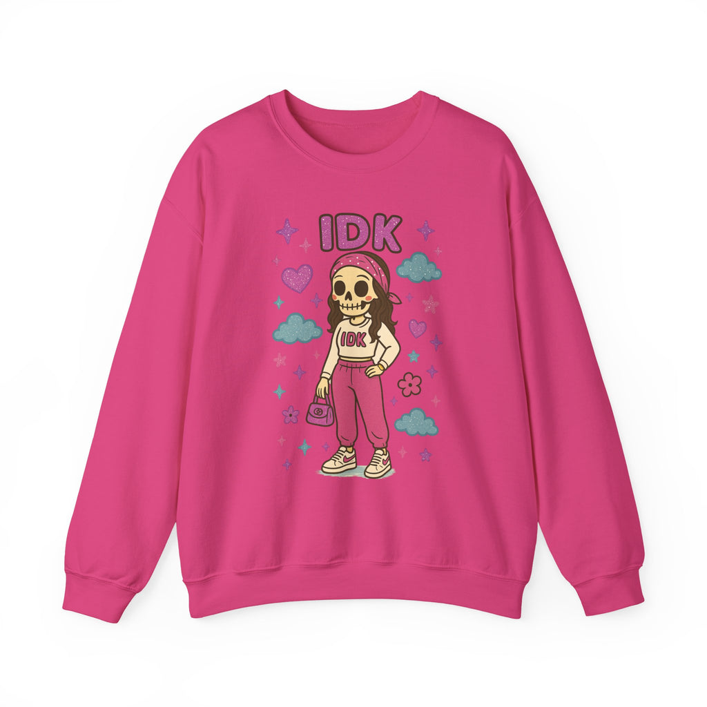 #IDK Skeleton Girl sweatshirt | Cute Skull Graphic Crewneck