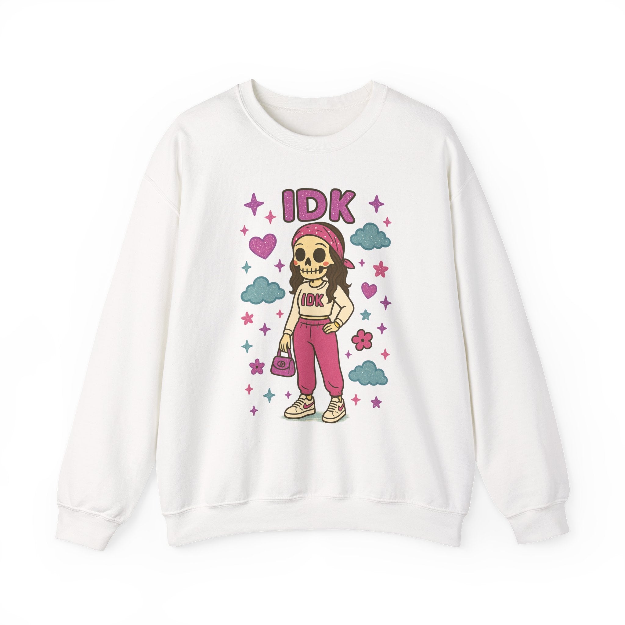 #IDK Skeleton Girl sweatshirt | Cute Skull Graphic Crewneck